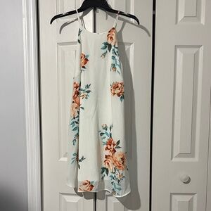 Altar'd State Floral Midi Dress - White and Orange